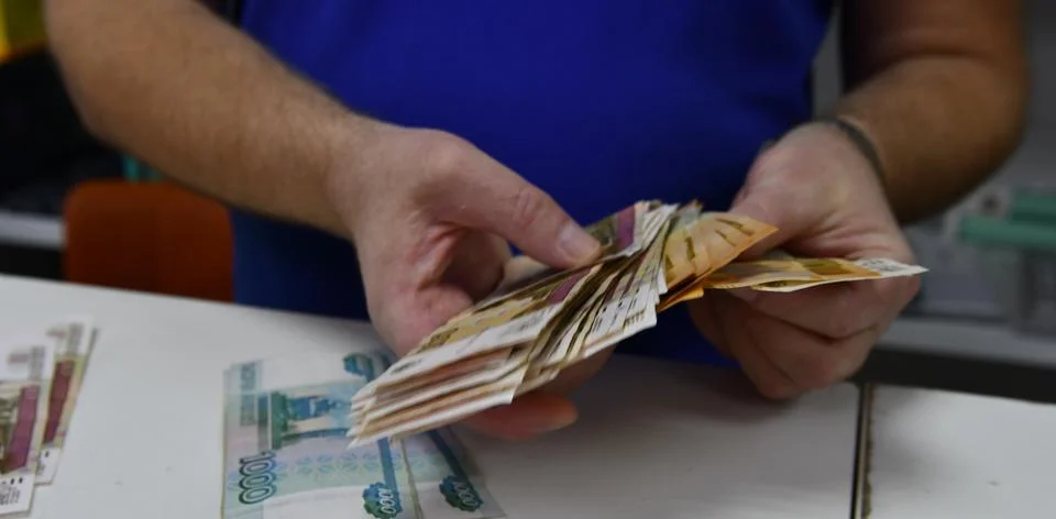The process of counting money Stock Photos
