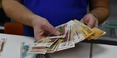 The process of counting money Stock Photos