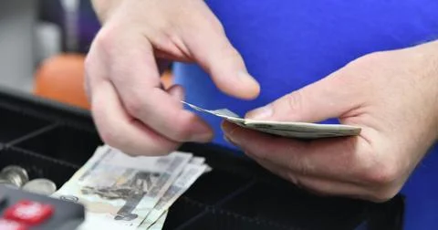 The process of counting money Stock Photos