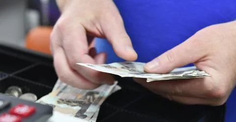 The process of counting money Stock Photos