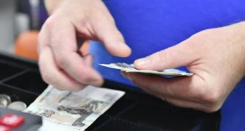 The process of counting money Stock Photos
