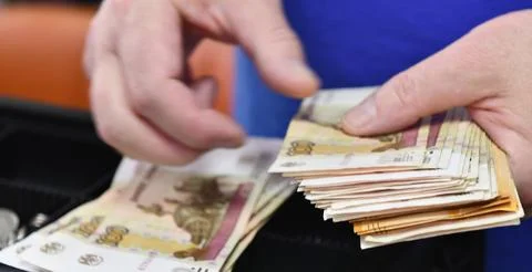 The process of counting money Stock Photos