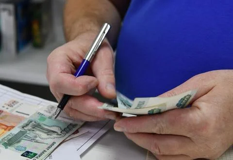 The process of counting money Stock Photos