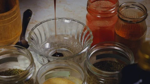 The process of crafting a barbecue sauce with spices Stock Footage 103461763