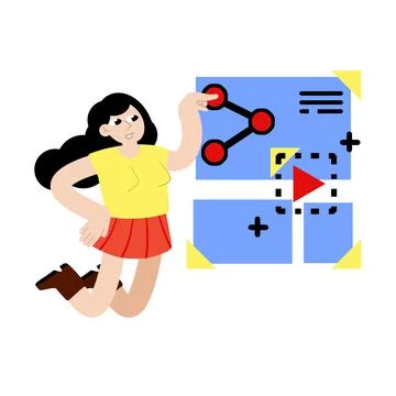 Process of creating and developing website. Female programmer and web designe Stock-Illustration