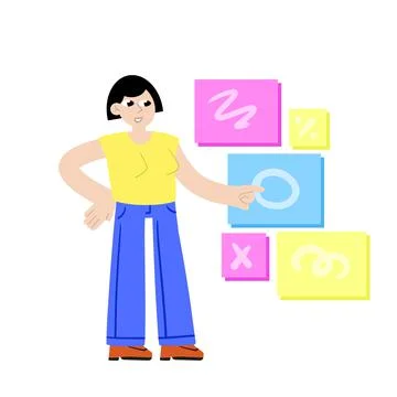 Process of creating and developing website. Female programmer and web designe Illustrazione stock