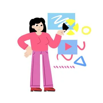 Process of creating and developing website. Female programmer and web designe Stock-Illustration