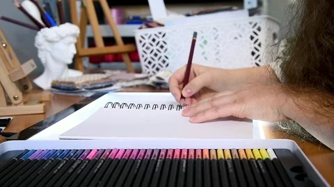 The process of creating and drawing a sketch of a clothing model. Stock-Footage 328228630
