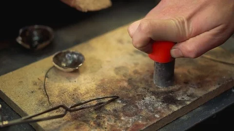 Process of creating blanks for silverware in the casting mold Stock Footage 72965573