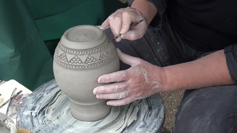 Process of creating ceramic vase. Handmade products. 스톡 동영상 114215198