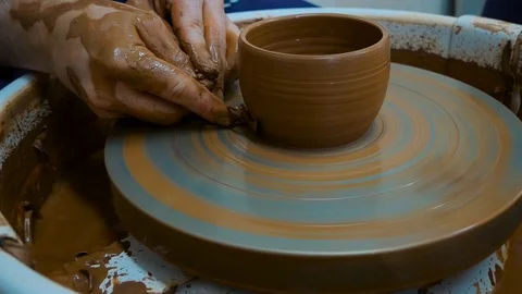 The process of creating an earthenware cup Stock Footage 97656575