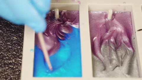 Process of creating exclusive natural pattern of mixed epoxy resin colours Stock Footage 266172991