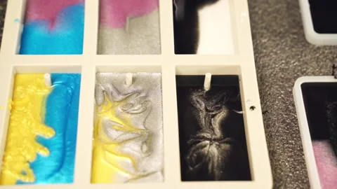 Process of creating exclusive natural pattern of mixed epoxy resin colours Stock Footage 284341026