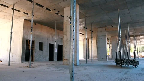 The process of creating a floor. Formwork flooring. Interior of a building under Stock Footage 212429405
