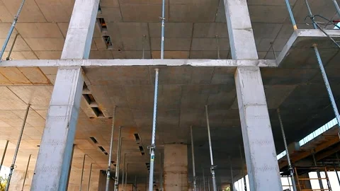 The process of creating a floor. Formwork flooring. Interior of a building under Stock Footage 212430252