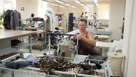 The process of creating a fur coat: sewing and cutting Stock Footage 103173069