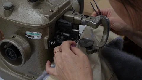 The process of creating a fur coat: sewing and cutting Stock Footage 103173540