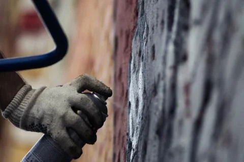 In the process of creating graffiti Stock Photos