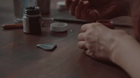 Process of creating handmade jewelry in creative studio. Jewelry designer making Stock Footage 130171274