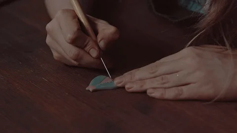 Process of creating handmade jewelry in creative studio. Jewelry designer making Stock Footage 130171919