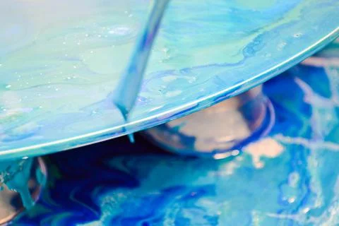 The process of creating a home-made trendy abstract modern pattern painted wi Stock Photos