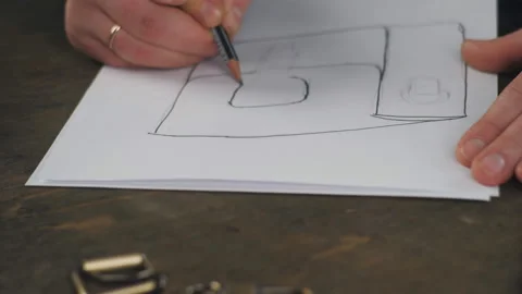 The process of creating leather bags in the workshop of a Tanner. Stock Footage 124910806