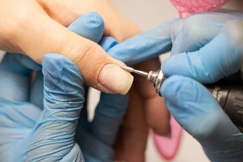The process of creating a manicure. Stock Photos