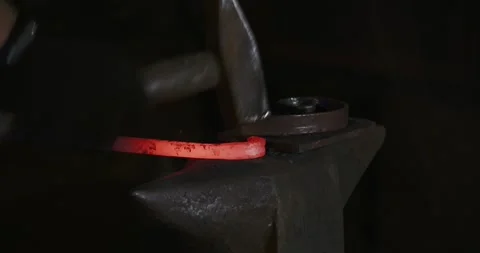 Process of creating metalwork in smithy. Stock Footage 186932186