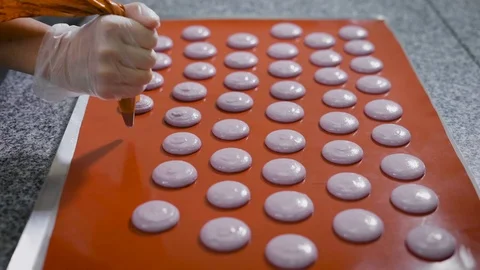 The process of creating pasta in real time. Confectionery lie on a tray and Stock Footage 71022445