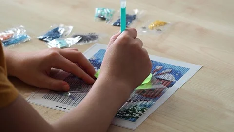 The Process Of Creating A Picture Of Rhinestones, Mosaic. Stock Footage 171310957