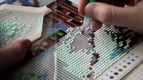 The Process Of Creating A Picture Of Rhinestones, Mosaic. Stock Footage 171757352