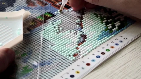 The Process Of Creating A Picture Of Rhinestones, Mosaic. Stock Footage 171757355
