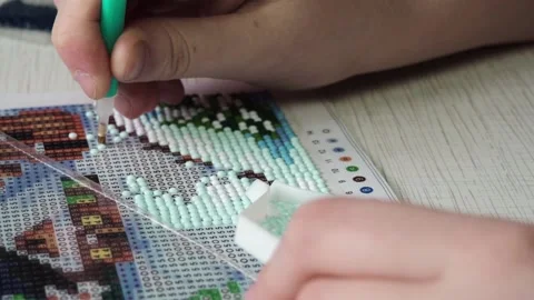 The Process Of Creating A Picture Of Rhinestones, Mosaic. Stock Footage 171757357