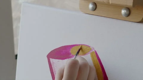 Process of creating portrait with acrylic paints. Stock Footage 170756369