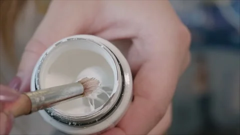 Process of creating portrait with acrylic paints. Stock Footage 170757065