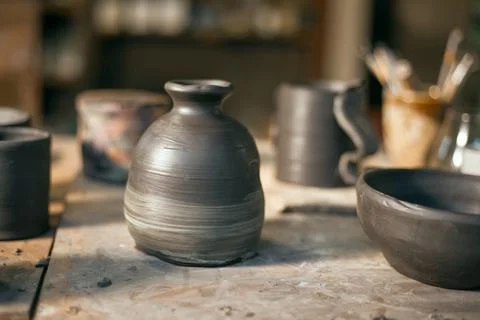 The process of creating pottery. Stock Photos