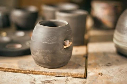 The process of creating pottery. Stock Photos