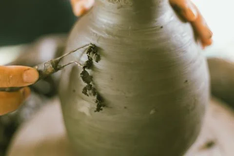 The process of creating pottery.. Stock Photos