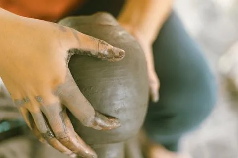 The process of creating pottery.. Stock Photos