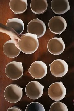 The process of creating pottery. Stock Photos