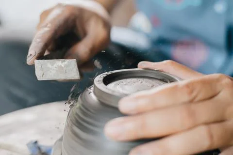 The process of creating pottery. Stock Photos