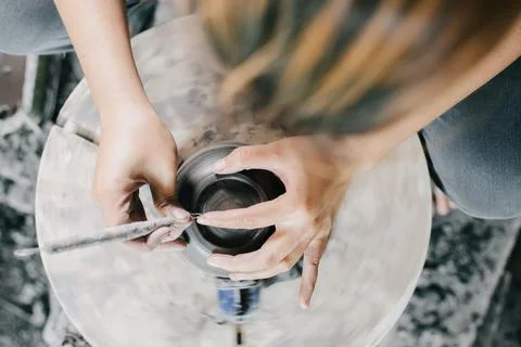 The process of creating pottery. Stock Photos