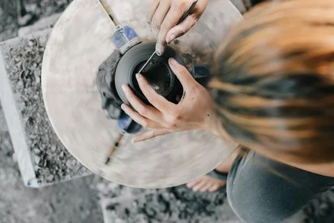The process of creating pottery. Stock Photos