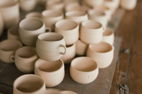The process of creating pottery.. Stock Photos