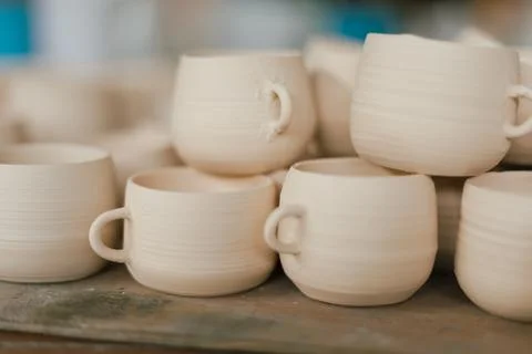 The process of creating pottery.. Stock Photos