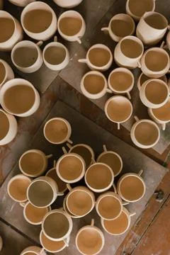 The process of creating pottery.. Stock Photos