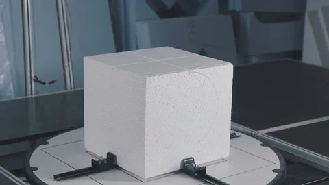 The process of creating volumetric figures of foam plastic. Cube Stock-Footage 73938445