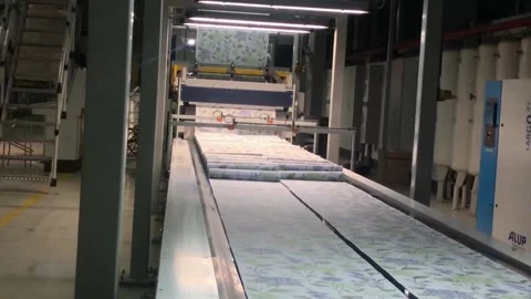 The process of creating wallpaper. Automated wallpaper production factory Stock Footage 203815787