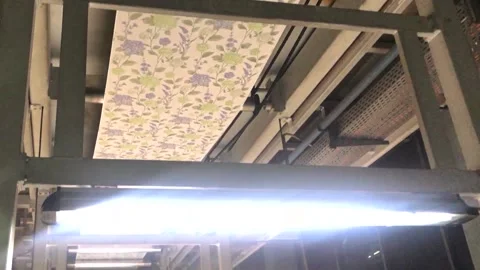 The process of creating wallpaper. Automated wallpaper production factory Stock Footage 203970595