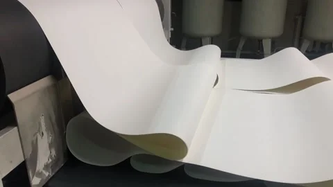 The process of creating wallpaper. Automated wallpaper production factory Stock Footage 203970633